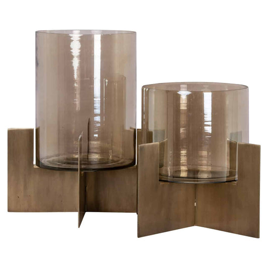 Resa asztali gyertyatartó füstüveg búrával