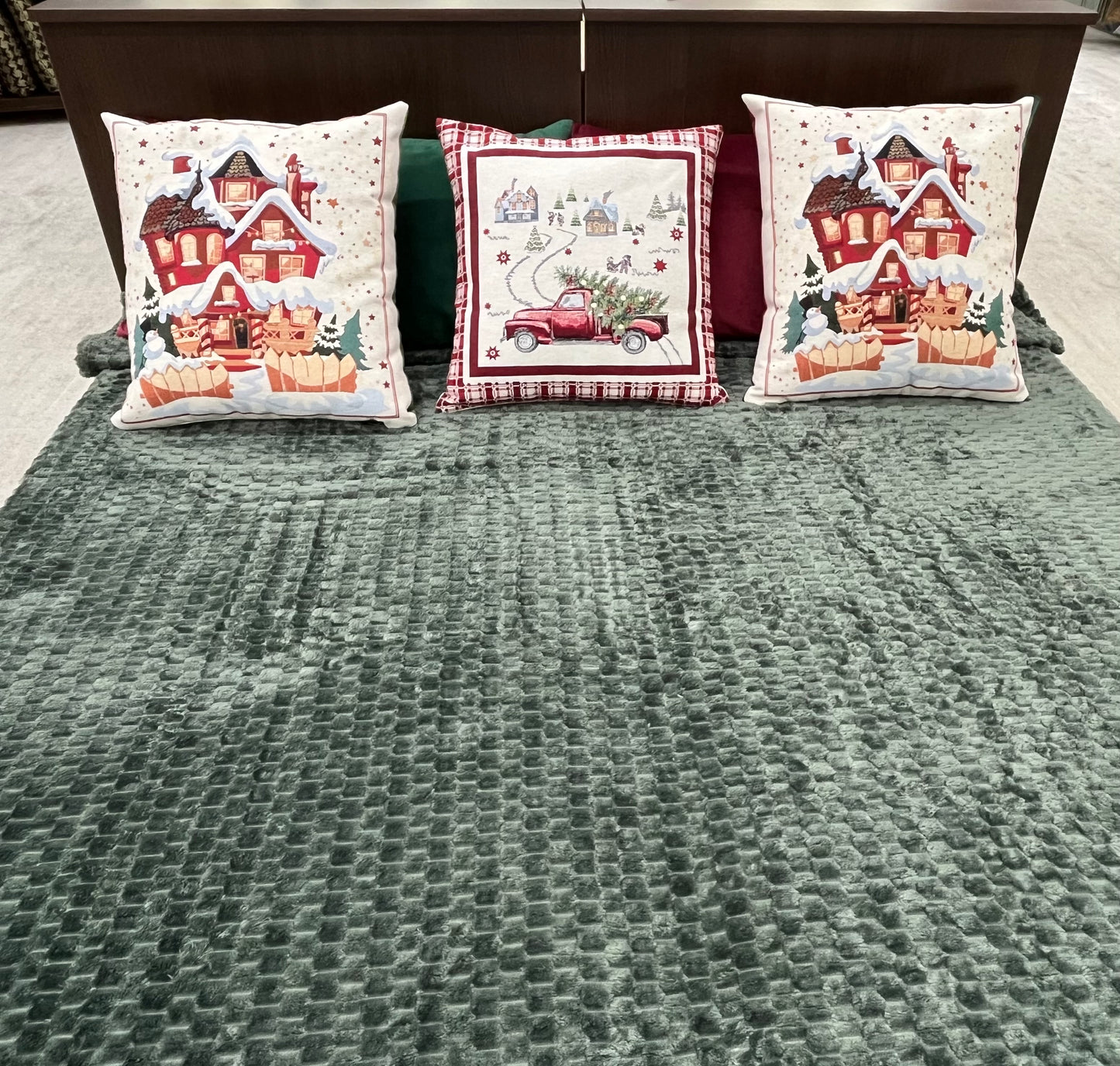 Díszpárna huzat karácsonyi házikós