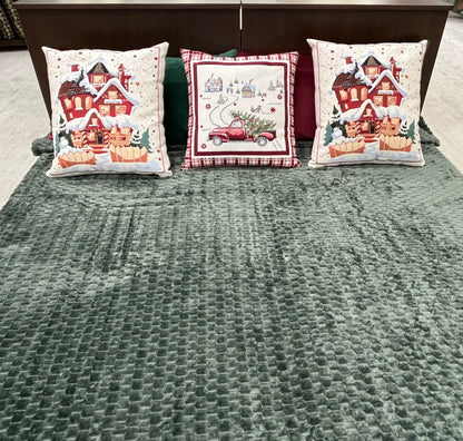 Díszpárna huzat karácsonyi házikós