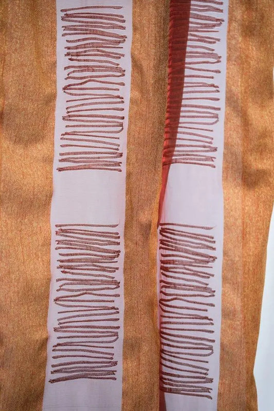Bordó hímzett organza készfüggöny 140x250 / piros-bordó