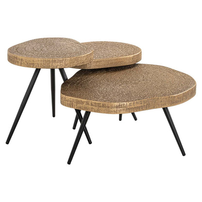 Symba dohányzóasztal szett – organikus forma, bronz textúrával