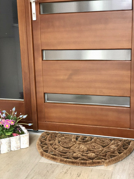 Draco-decor hr luxe félkör lábtörlő 45x75 / beige-barna