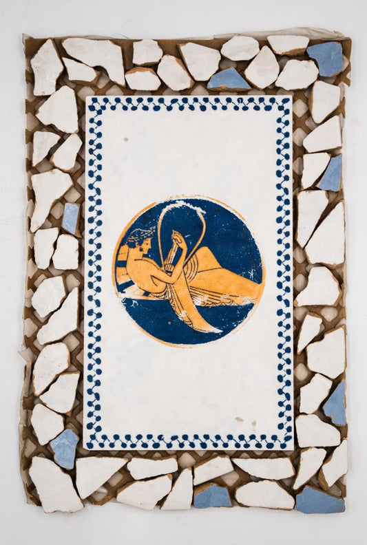 Görög mozaik dekor/Kylix 20x30 / kék