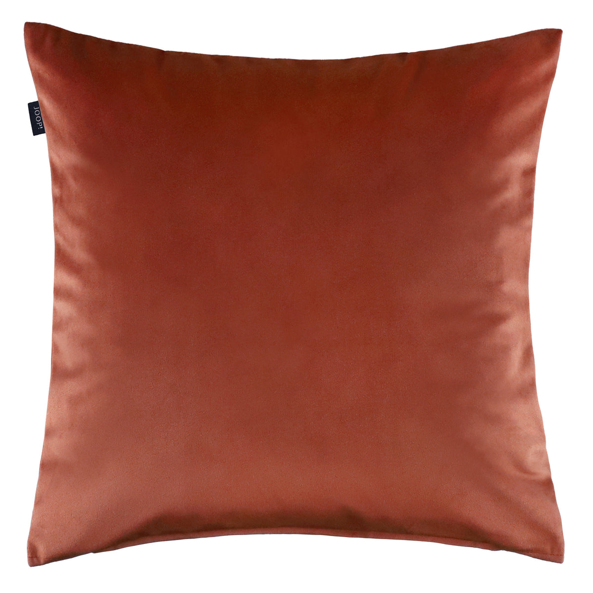 JOOP! Cozy terrakotta rozsdavörös bársonyhatású díszpárnahuzat 40x40 cm, színazonos hímzett búzavirágmotívummal és prémium JOOP! részletekkel