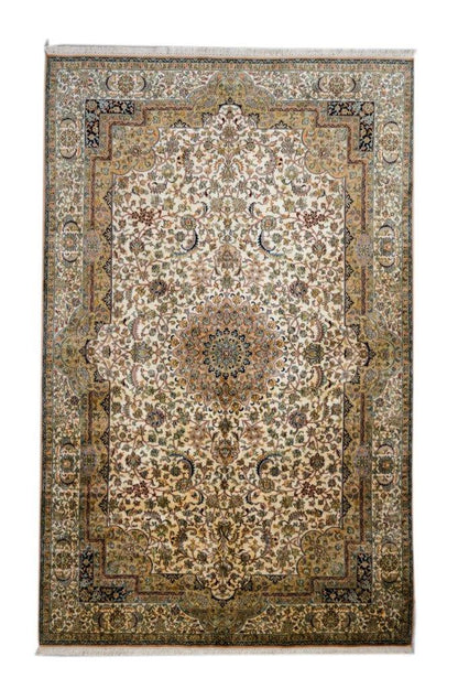 Kashan Rust selyemszőnyeg 218x313 / beige-barna