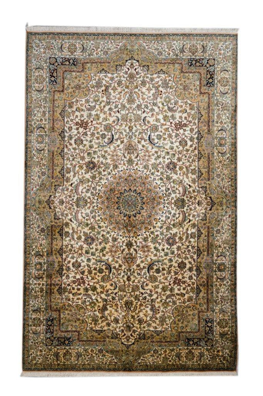 Kashan Rust selyemszőnyeg 218x313 / beige-barna