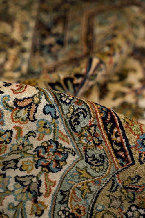 Kashan Rust selyemszőnyeg 218x313 / beige-barna