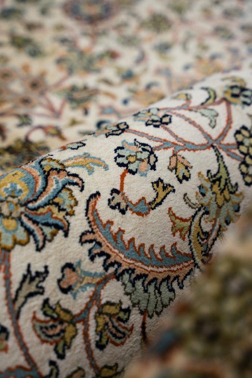 Kashan Rust selyemszőnyeg 218x313 / beige-barna