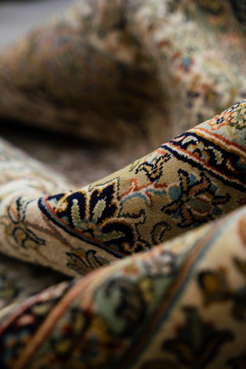 Kashan Rust selyemszőnyeg 218x313 / beige-barna