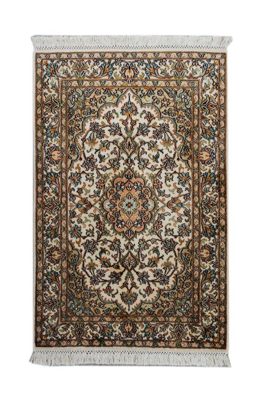Kashan cream selyemszőnyeg 64X90 64x90 / beige-barna
