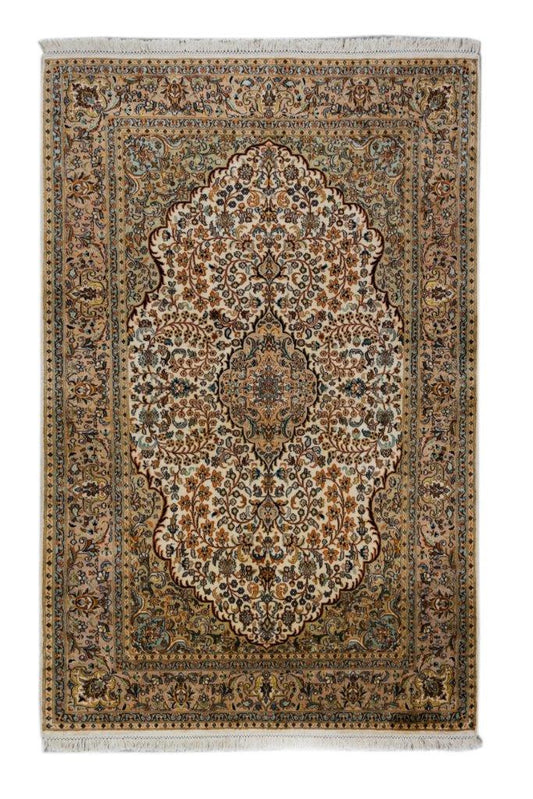 Kashmir Silk Rust selyemszőnyeg 123x185 / beige-barna