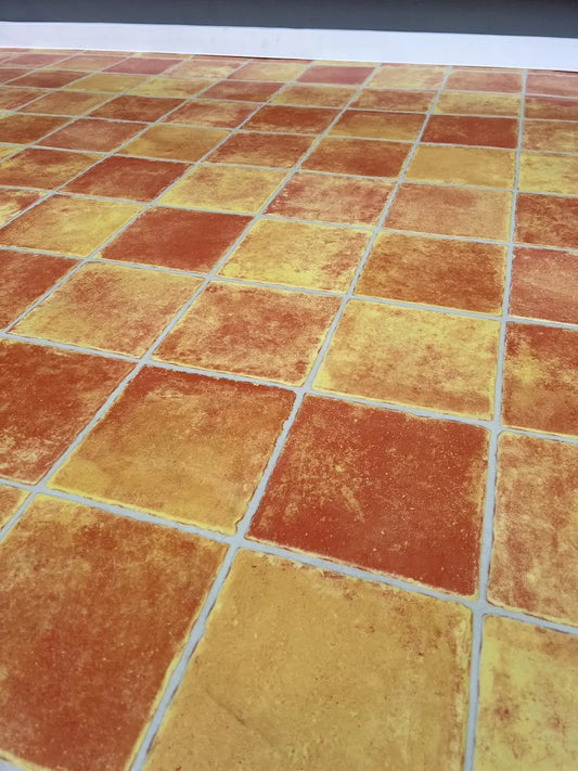 Narancs csempe mintás tekercses vinyl padló 200 cm-es 200 cm-es / sárga-narancs