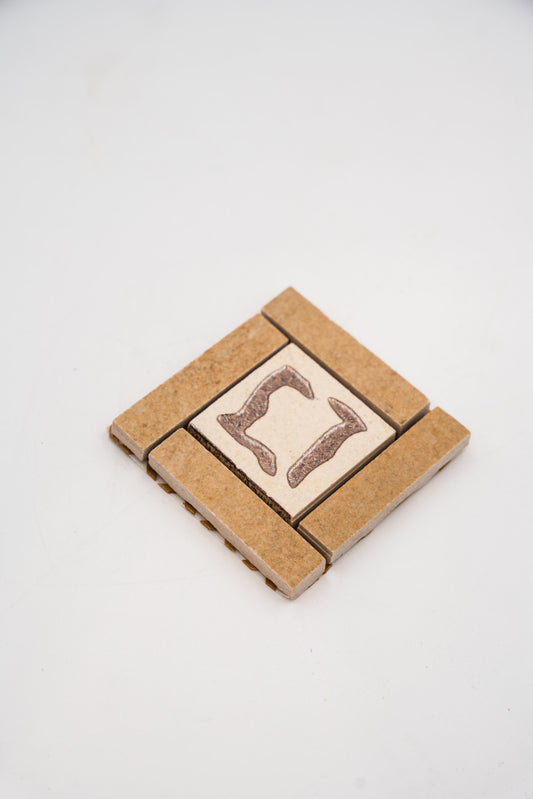 Négyzet alakú padlódekor/Onda ivory 8x8 / beige-barna
