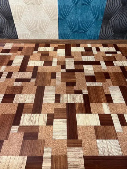 Négyzet mintás tekercses vinyl padló 200 cm-es 200 cm-es / beige-barna