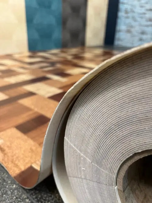 Négyzet mintás tekercses vinyl padló 200 cm-es 200 cm-es / beige-barna