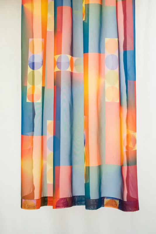 Neon körös voile készfüggöny 140x170 / sárga-narancs