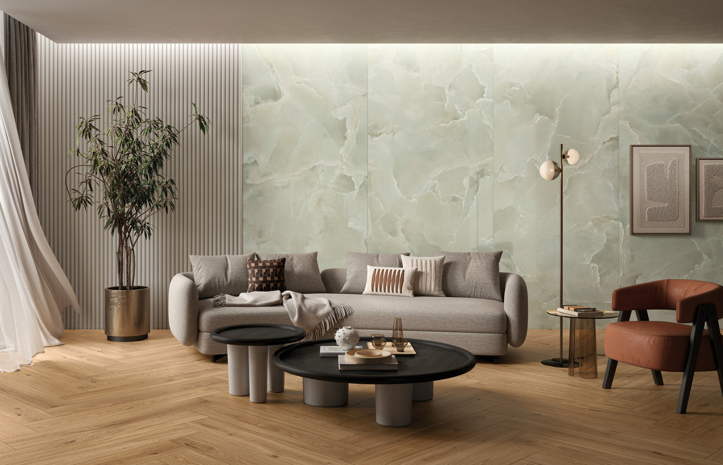 ONYCE-X ON06 EMERALD 120x278; Elegáns, onyx kőhatású burkolat, amely smaragdzöld árnyalataival különleges és luxus hangulatot teremt bármely térben