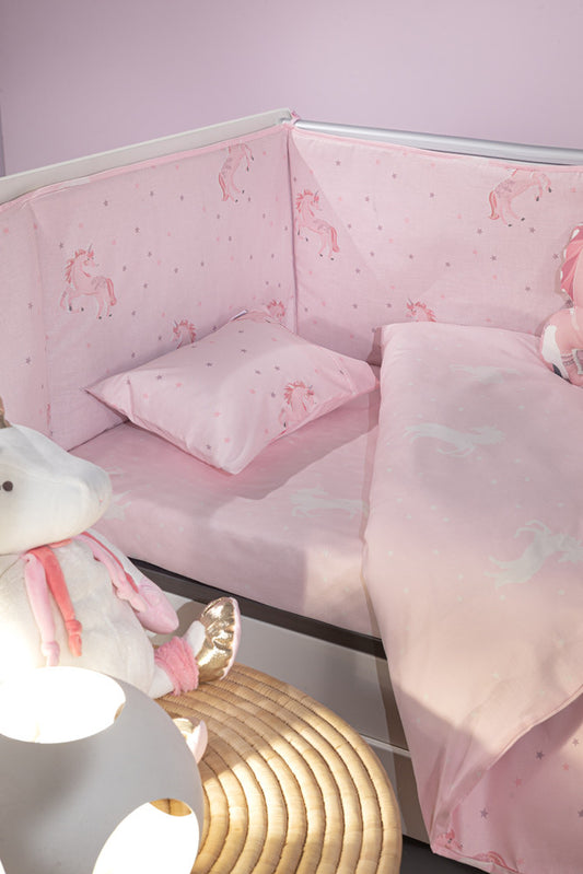 Pinto Pinky kastély mintás ágynemű szett 3 darabos szett / rózsaszín-lila