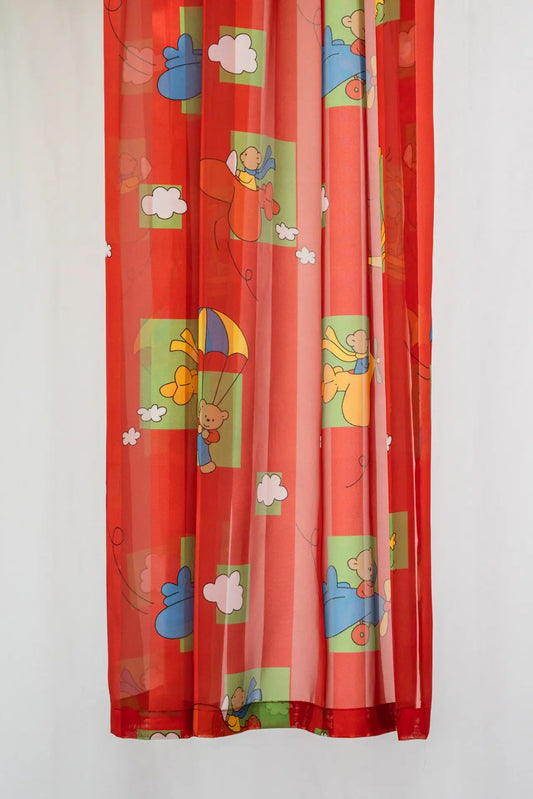 Piros macis voile készfüggöny 140x170 / piros-bordó