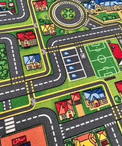 Playcity autópálya mintás padlószőnyeg 200 cm-es / szürke