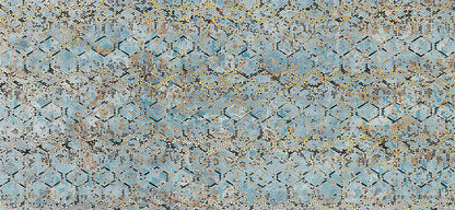 THE ROOM Python- 120x260  Ez a nagy csempe színes kígyóbőr mintáját idézi, fehér, kék, arany és bézs árnyalatokkal. A fehér tágítja a teret, a kék nyugalmat ad, az arany fényesen kiemeli a mintát, így elegáns, harmonikus összhatást teremt.