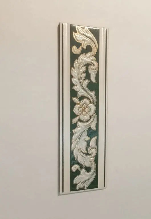 Selymesen fénylő fali dekor/Damasco zöld 6x20 / zöld