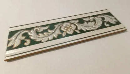 Selymesen fénylő fali dekor/Damasco zöld 6x20 / zöld
