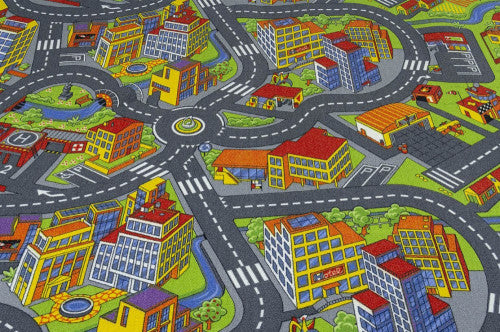 Smartcity autópálya mintás padlószőnyeg 400 cm-es / szürke