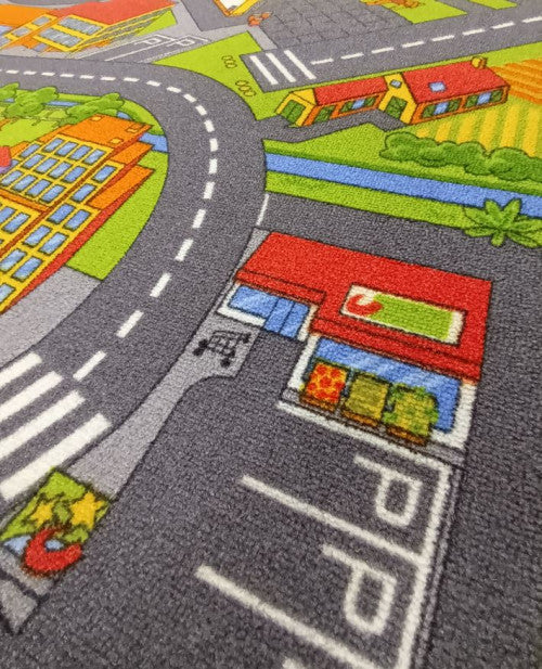Smartcity autópálya mintás padlószőnyeg 400 cm-es / szürke