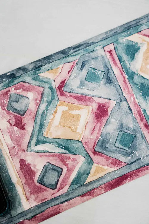 Színes, geometriai mintás tapéta bordűr 26344