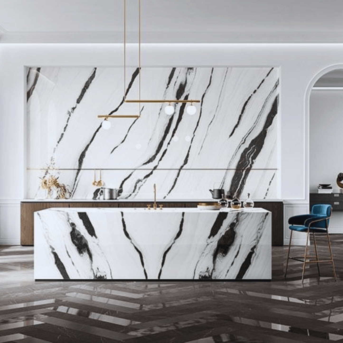 THE ROOM-Panda White 120x260- Ez a nagy csempe a panda mintáját idézi: fehér alapon fekete csíkokkal. A fehér lágyságot, a fekete erőt sugall, klasszikus, időtálló választás, amely mindig divatos marad.