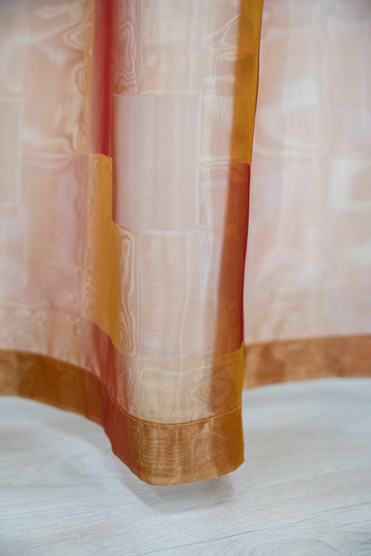 Terra-padlizsán organza készfüggöny 140x250 / sárga-narancs