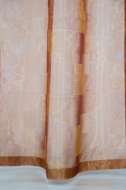 Terra-padlizsán organza készfüggöny 140x250 / sárga-narancs