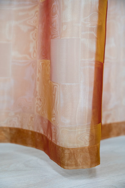 Terra-padlizsán organza készfüggöny 140x250 / sárga-narancs