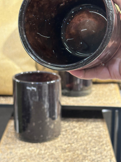 kezzel_keszitett_uveg_vaza_pipe_cylinder  forma brunette barna